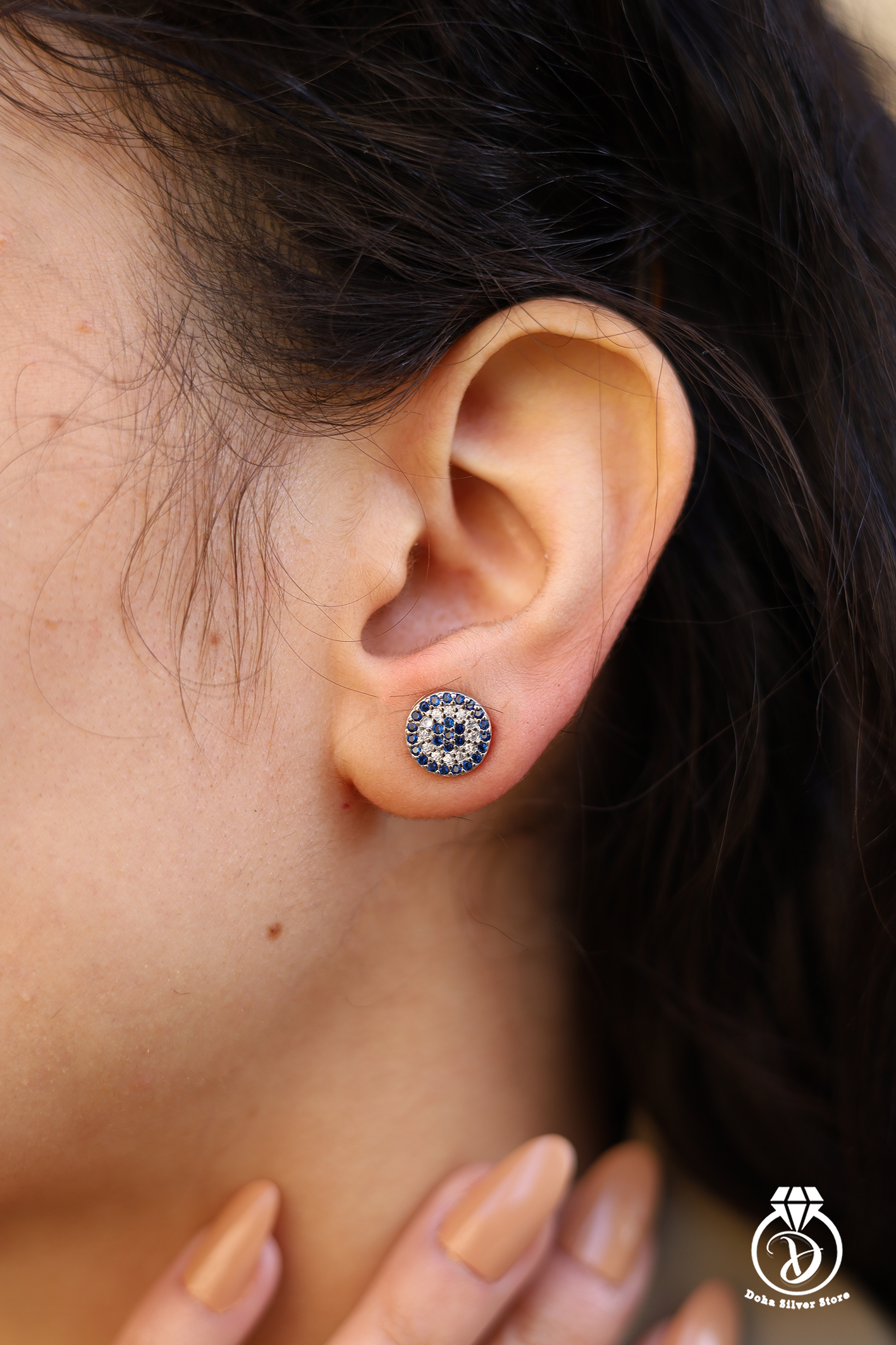White & Blue Zircon Earring
