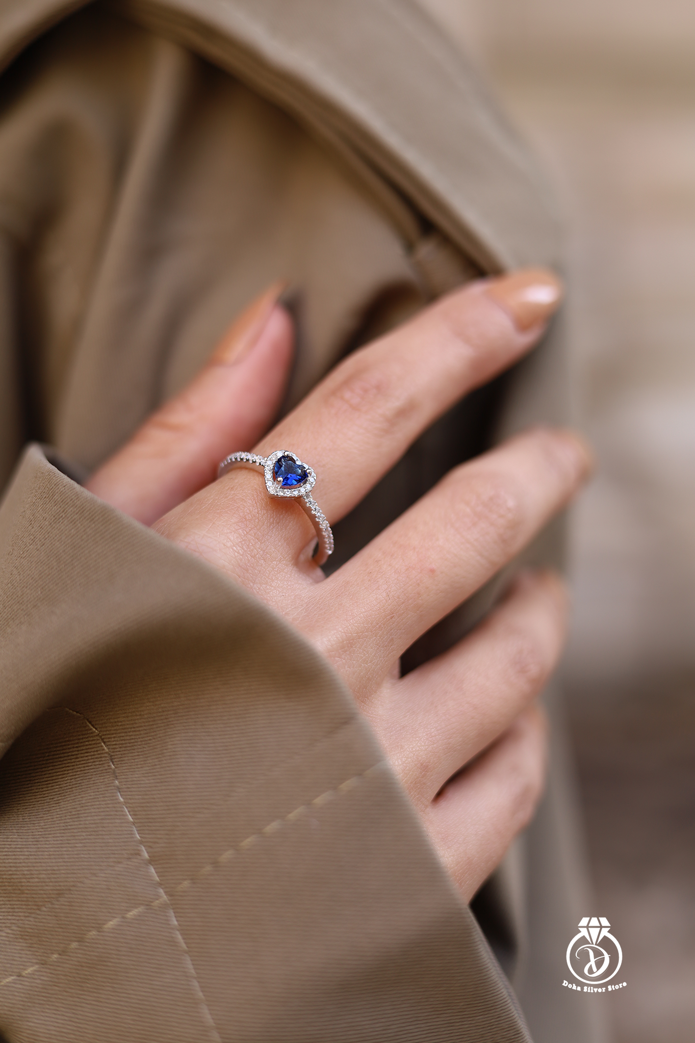 Blue Zircon Silver Ring