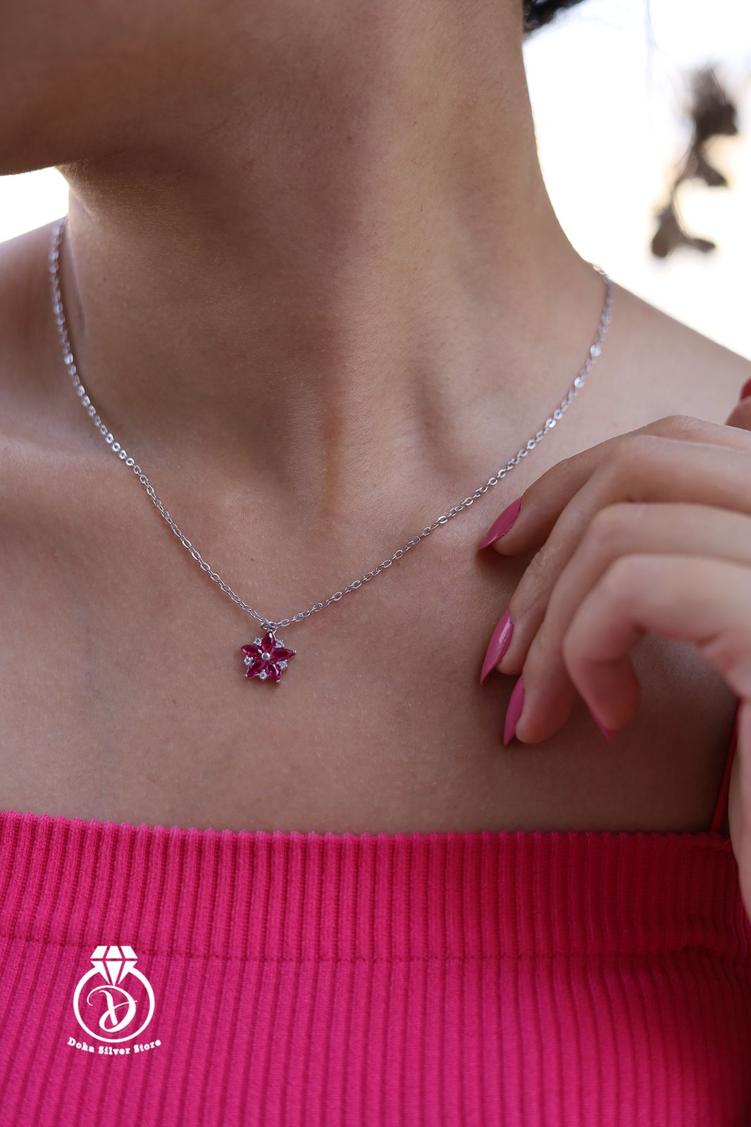 Pink Flower Necklace