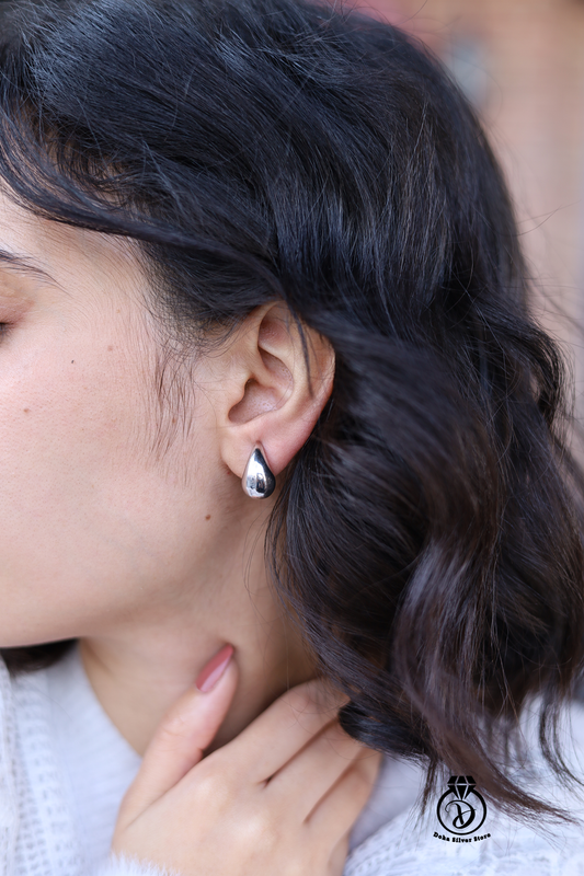Classic Teardrop Silver Studs