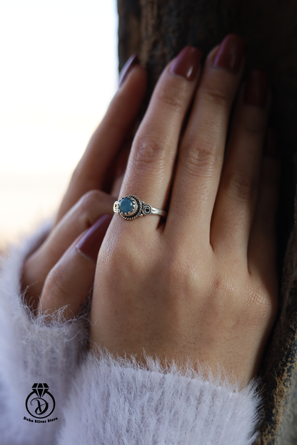 Silver Aqua Calcite Ring