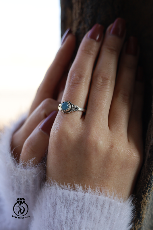 Silver Aqua Calcite Ring