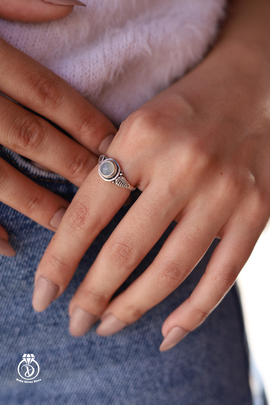 Silver Aqua Calcite Ring
