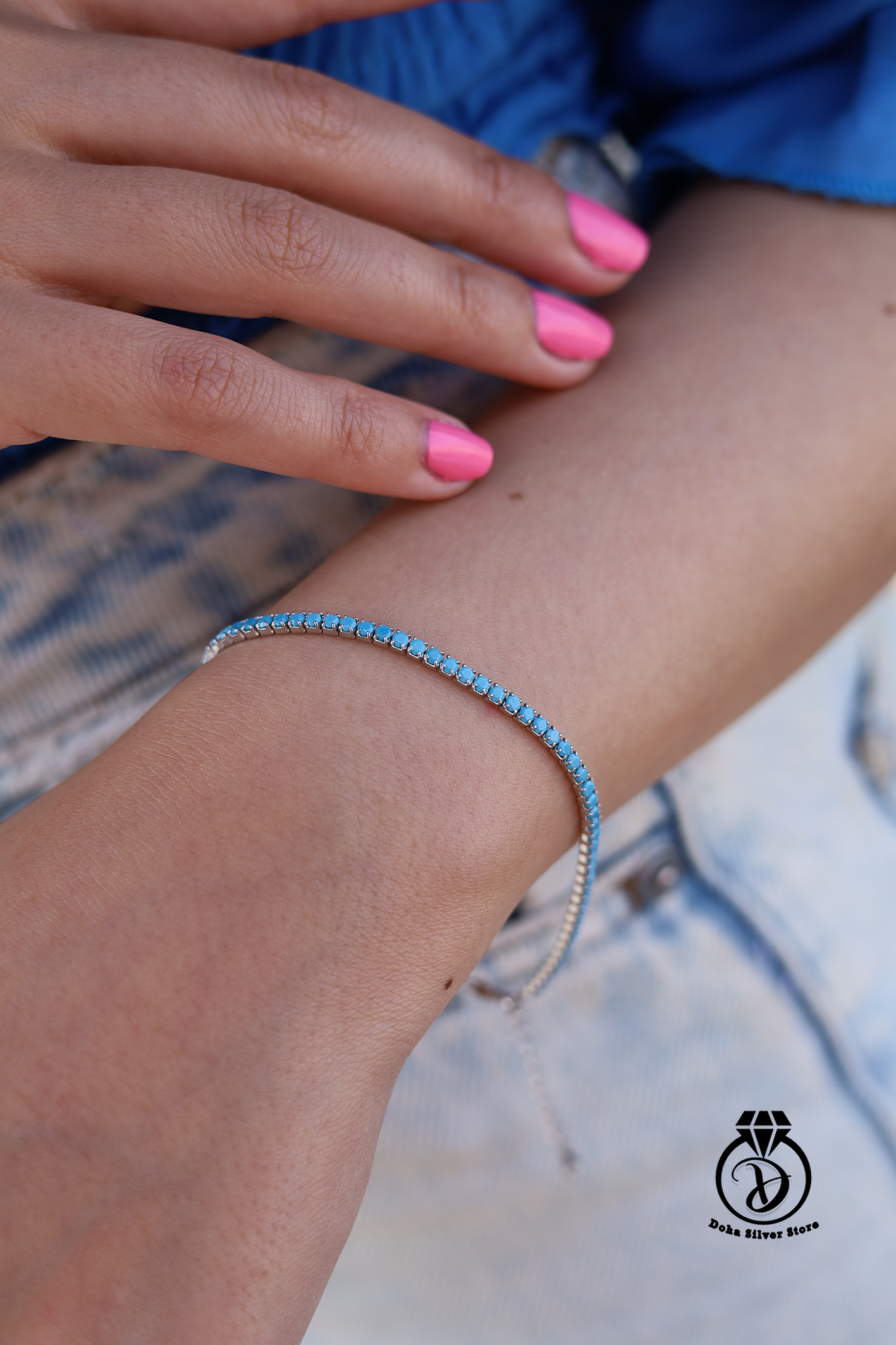 Light Blue Tennis Bracelet