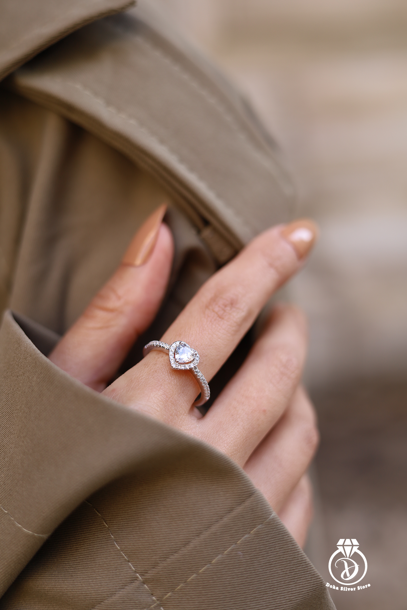 White Zircon Silver Ring