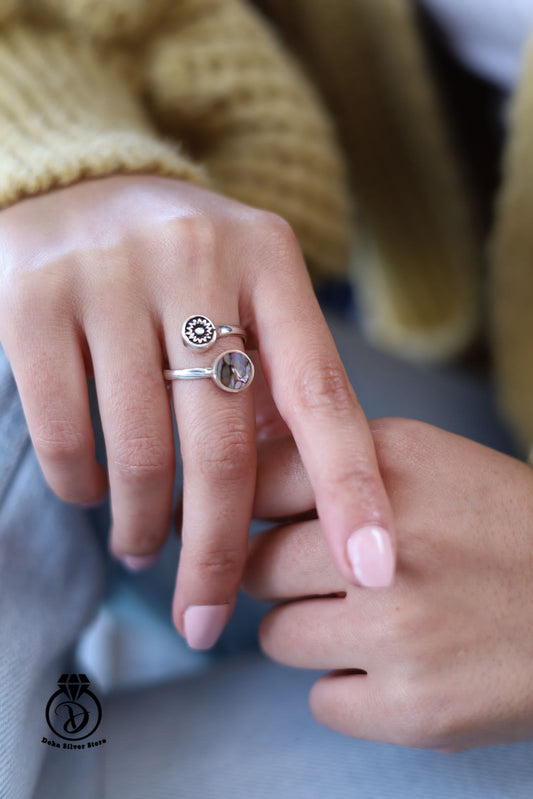 Colorful nacre stone With Star Ring