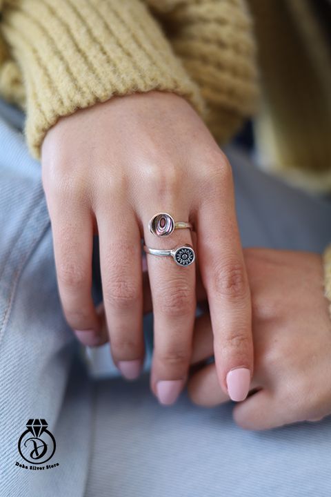 Colorful nacre stone With Star Ring