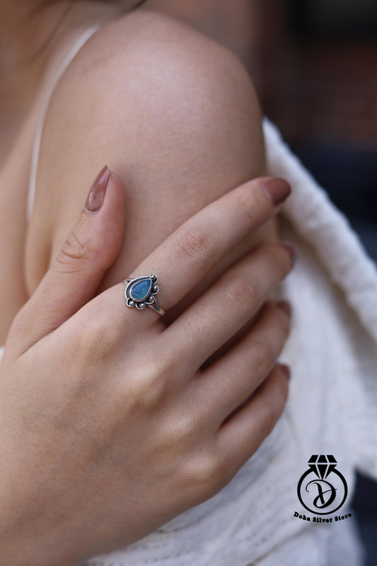 Aqua Chalcedony Stone Ring