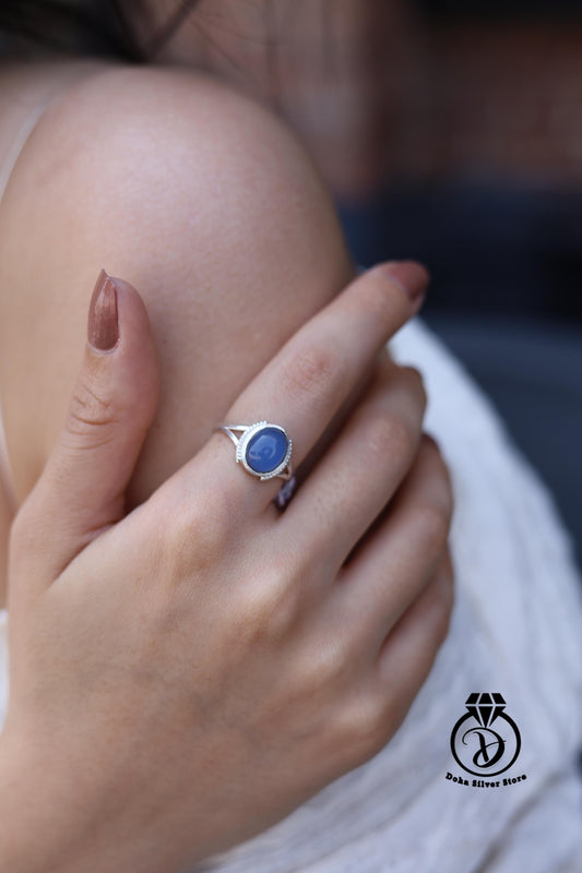 Aqua Chalcedony Stone Ring