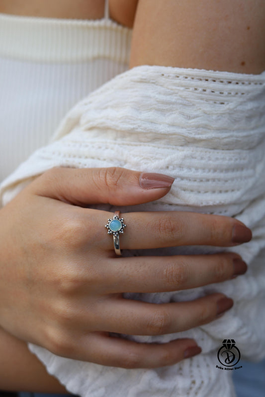 Aqua Chalcedony Stone Ring