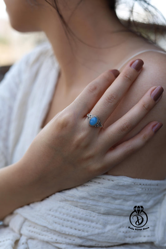 Aqua Chalcedony Stone Ring