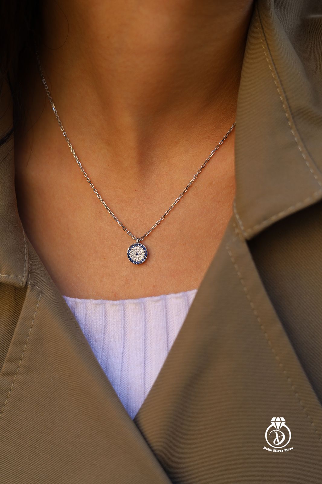 White & Blue Zircon Necklace