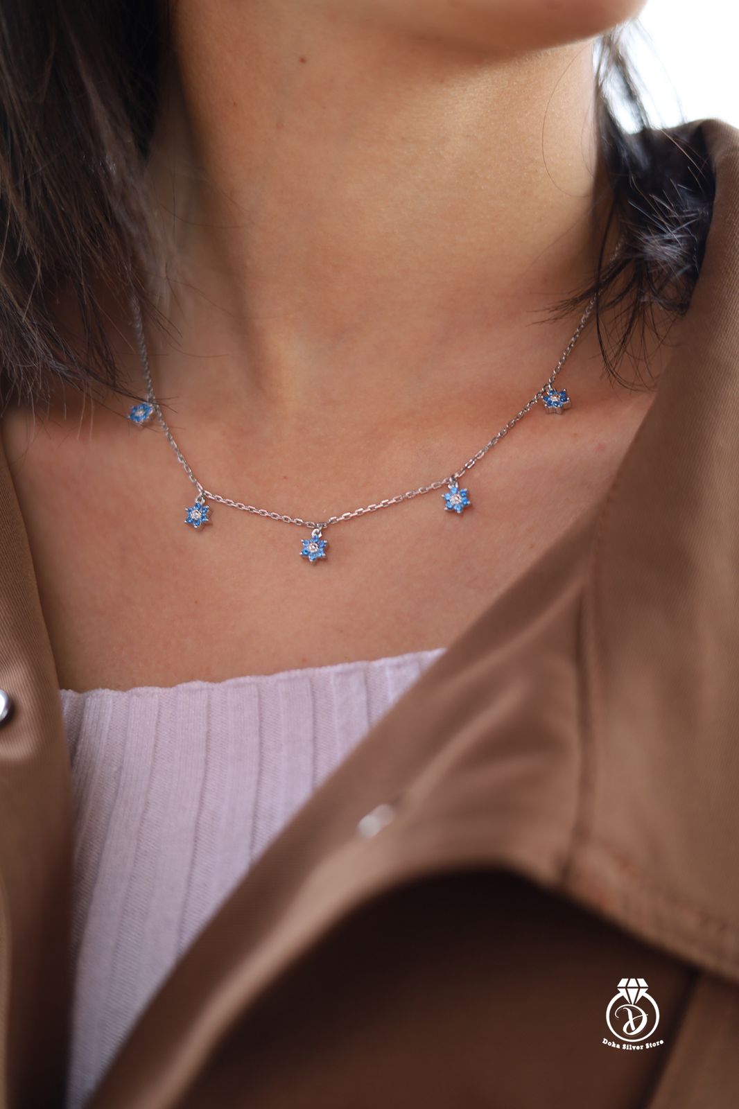 Blue Flowers Necklace