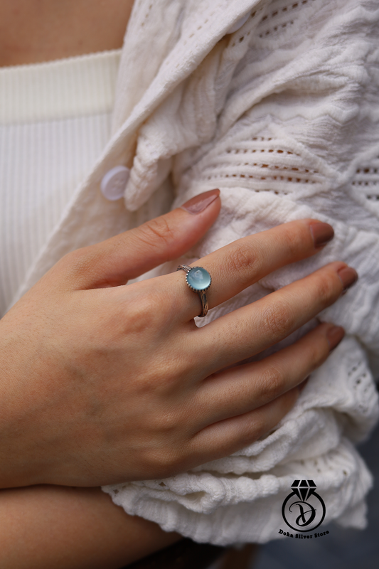 Aqua Chalcedony Ring